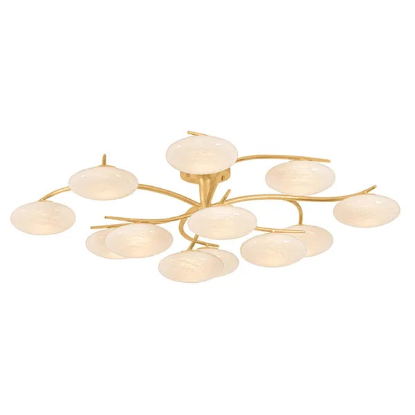 Bayberry 12 Light Semi Flush, Vintage Gold Leaf
