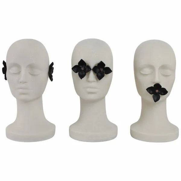 Hear, See, Speak No Evil Statuary, Black/White, Set of 3