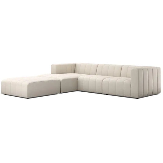 Langham Channeled 3 Piece Sectional w/Ottoman, Nomad Snow by Four Hands